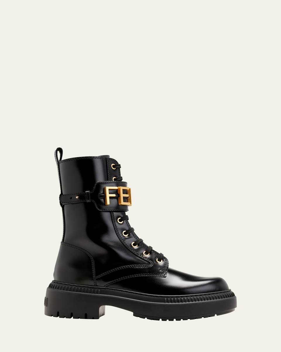 Fendigraphy Logo-Cuff Biker Booties