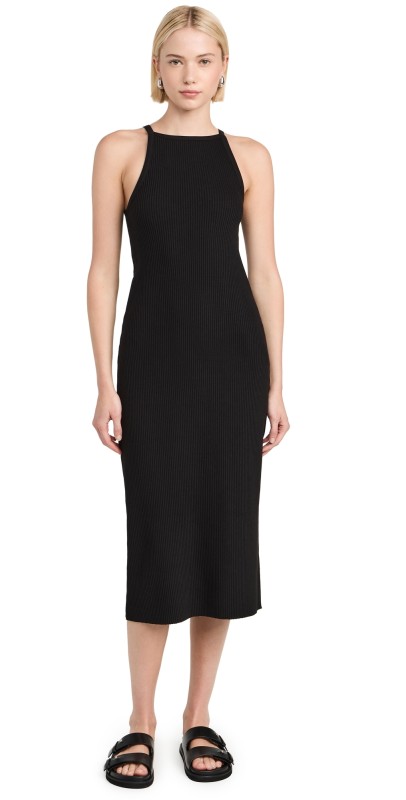 Vince Rib High Neck Tank Dress Flaxen