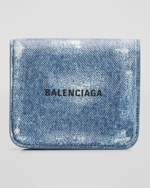 Cash Flap Coin And Card Holder Denim Printed