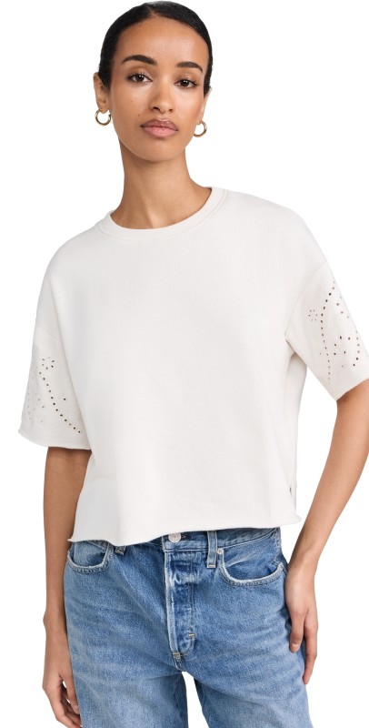 Splendid Raylee Embroidered Sweatshirt Moonstone