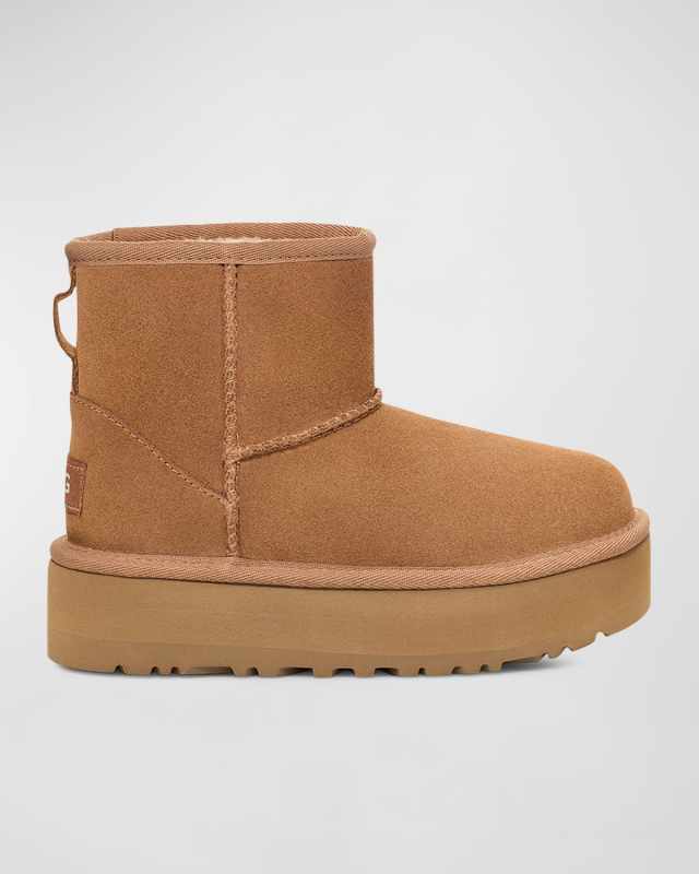 Girl's Classic Mini Platform Suede Booties, Kids