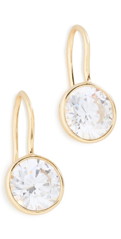 SHASHI Bezel Drop Earrings Gold