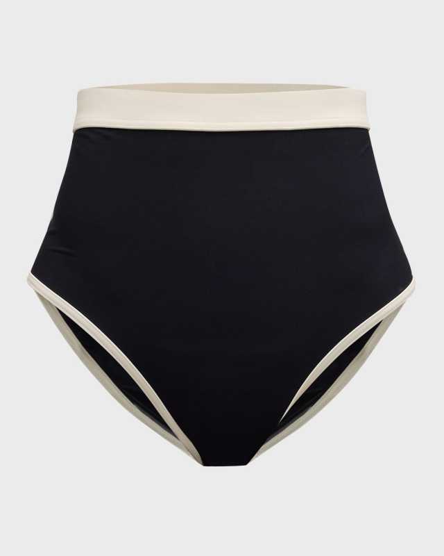 Jayde Contrast-Trim Bikini Bottoms