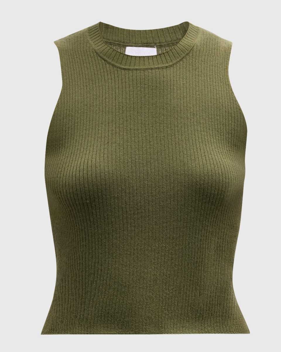 Angie Cashmere Rib-Knit Tank Top