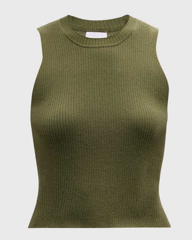 Angie Cashmere Rib-Knit Tank Top