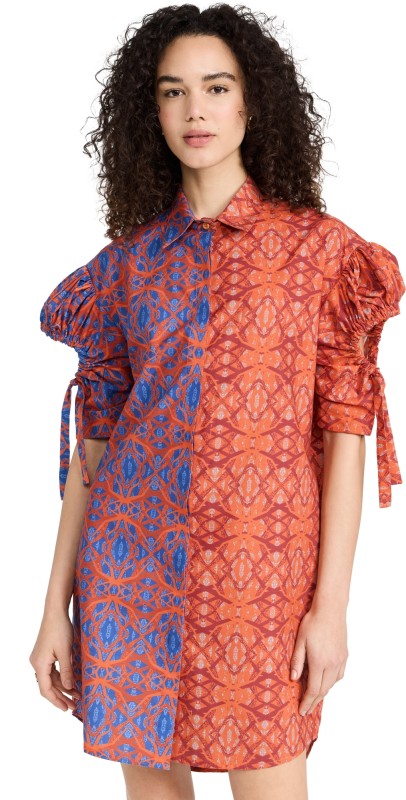 KAHINDO Chinchilla Shirtdress Orange & Blue