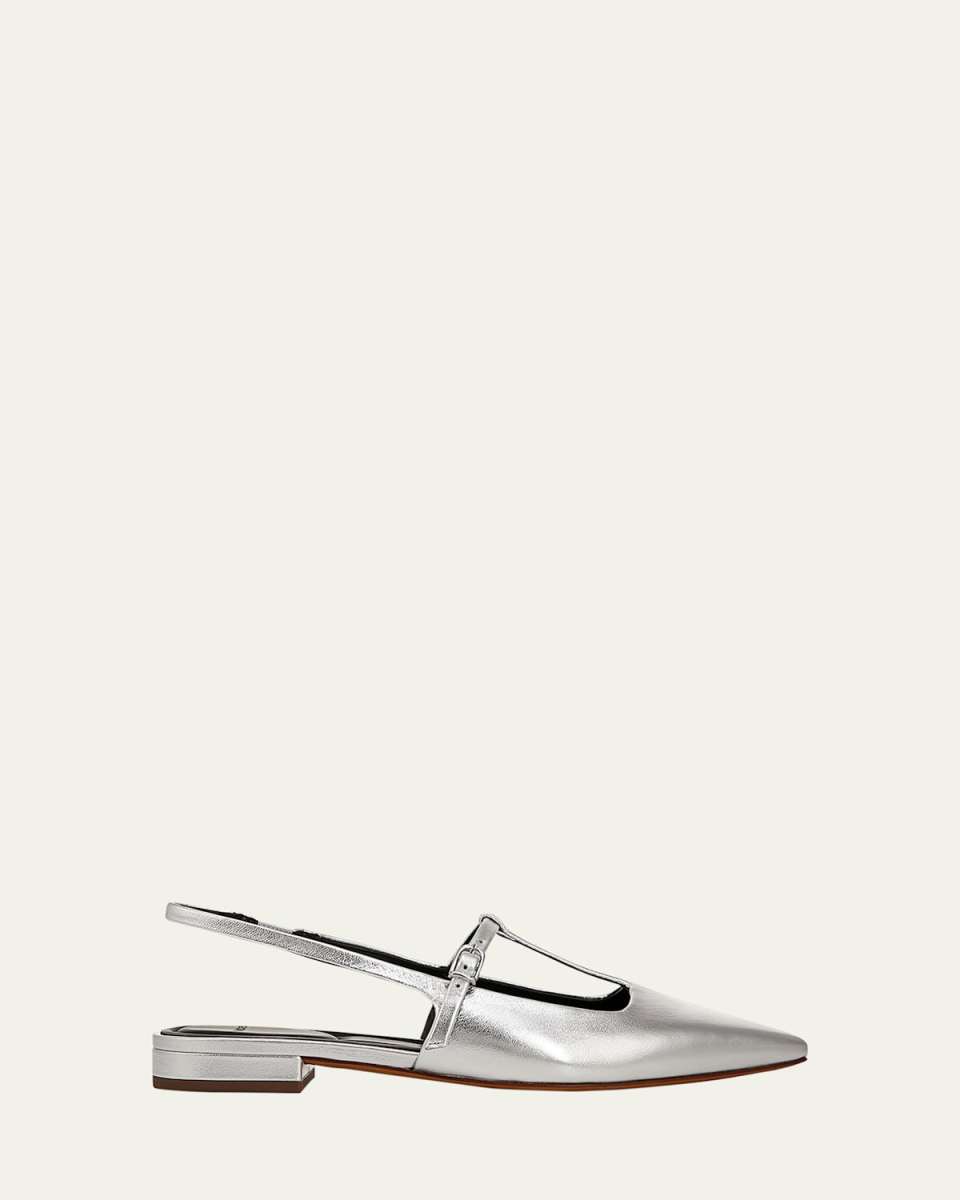 Iliana Metallic T-Strap Ballerina Flats