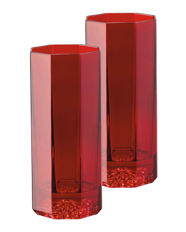 Medusa Lumiere Red Long Drinking Glasses, Set of 2