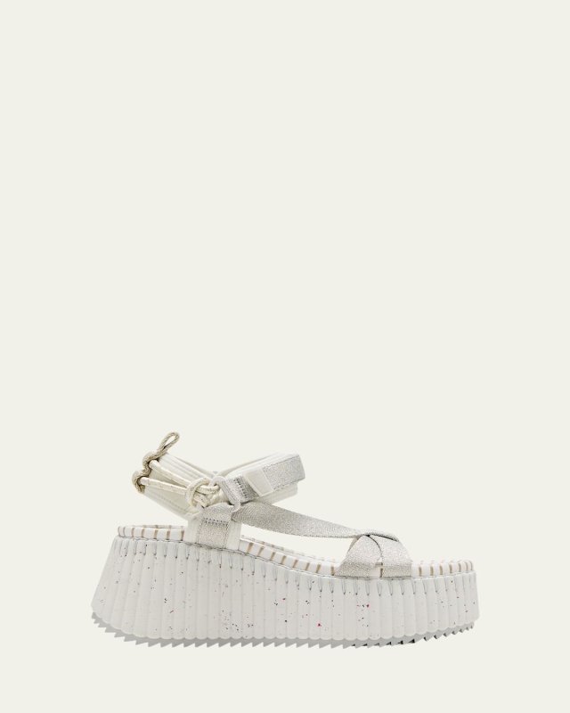 x High Summer Nama Stitch Ankle-Strap Flatform Sandals