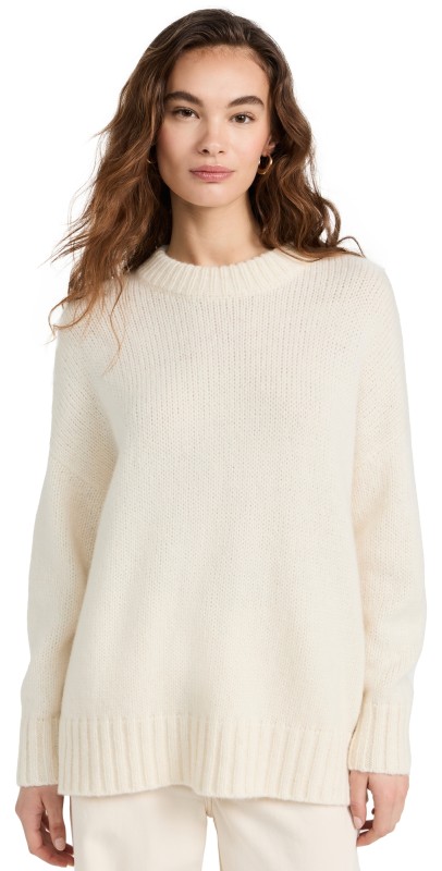 Jenni Kayne Alpaca Cocoon Crew Neck Pullover Ivory