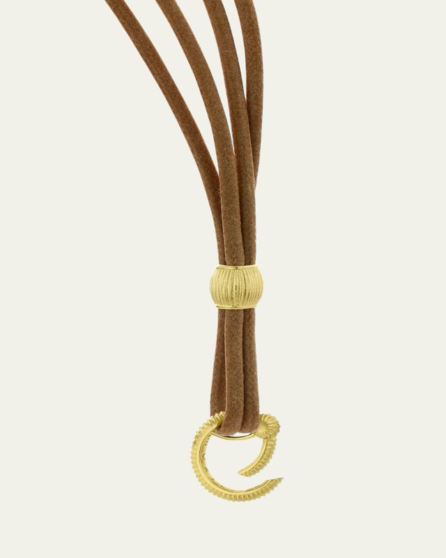 Meditation Bell Cognac Cotton Cord with 18k Gold