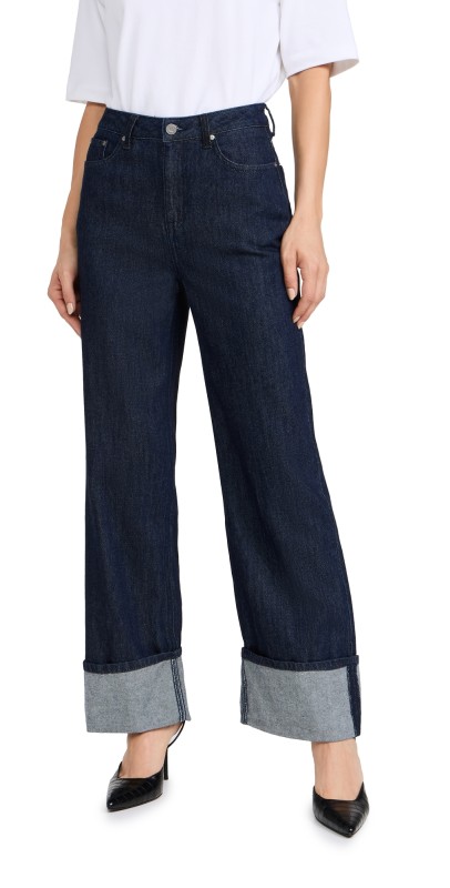 AFRM Kendall Wide Cuff Pants Dark Rinse Wash