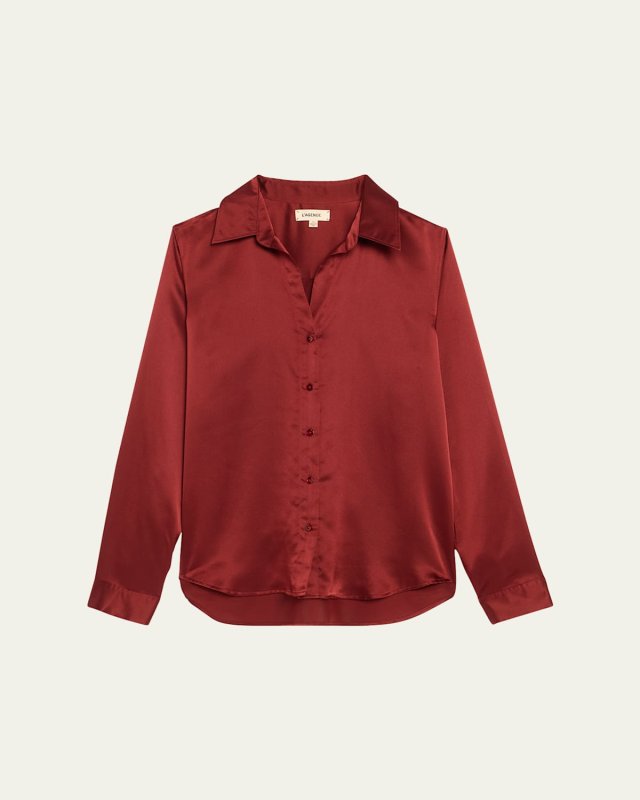 Tyler Button-Front Silk Blouse