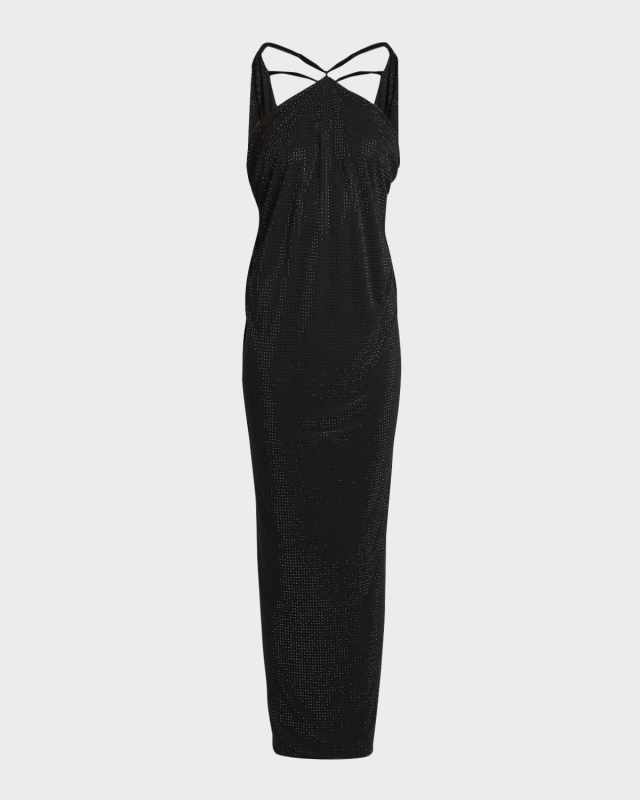 Crystal Strass Halter Maxi Dress