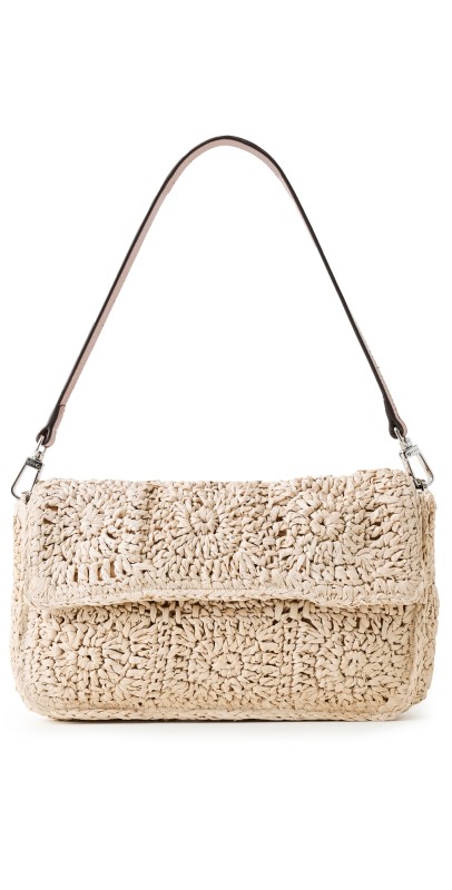 STAUD Timmy Crochet Shoulder Bag Natural