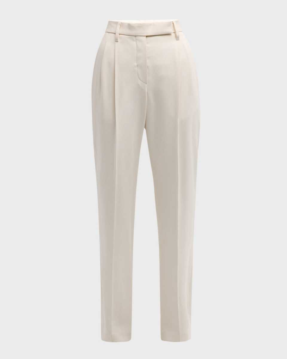 Stretch Wool Grisaille Double-Pleated Trousers
