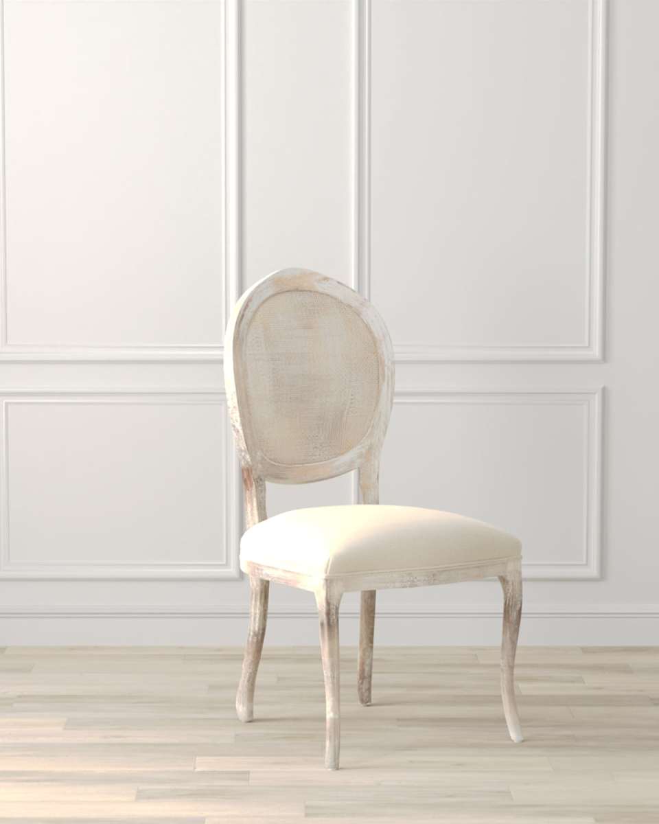 Oval Cane Dining Side Chairs, Set of 2