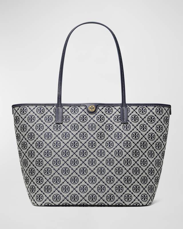 T Monogram Zip Canvas Tote Bag