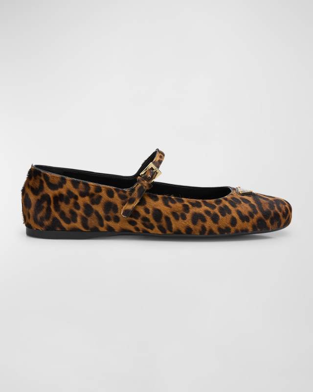 Leopard Mary Jane Ballerina Flats