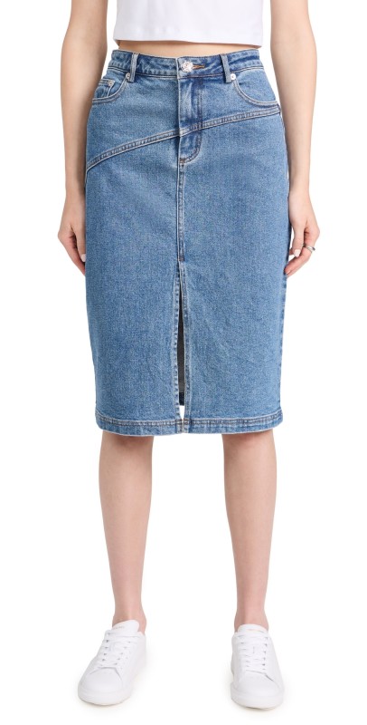 STAUD Hudson Skirt Medium Wash