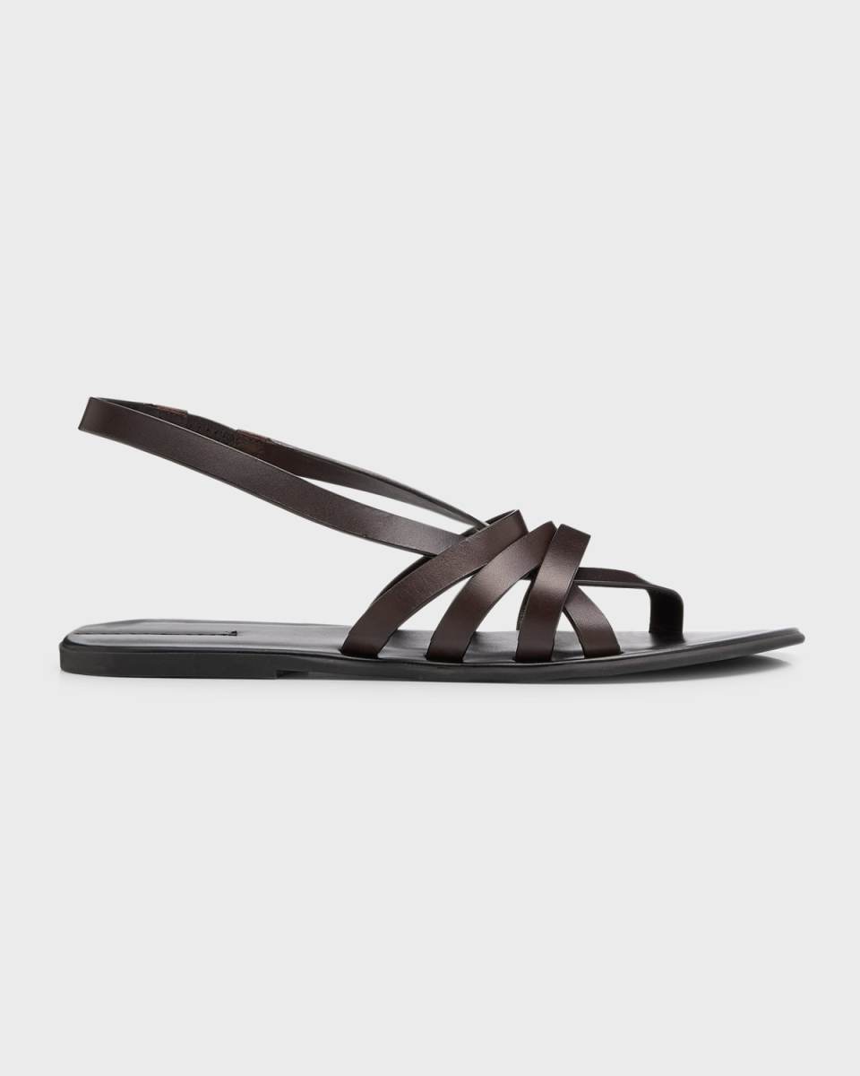 Leather Strappy Thong Slingback Sandals