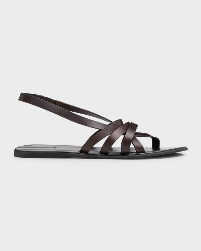 Leather Strappy Thong Slingback Sandals