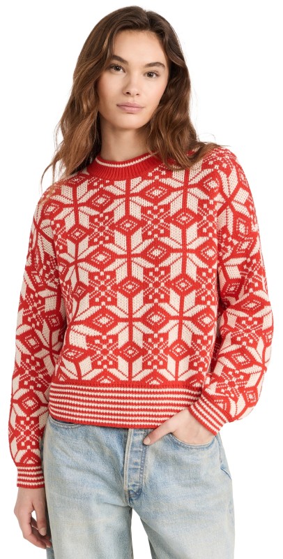 THE GREAT. The Snowflake Pullover Alpine Spice