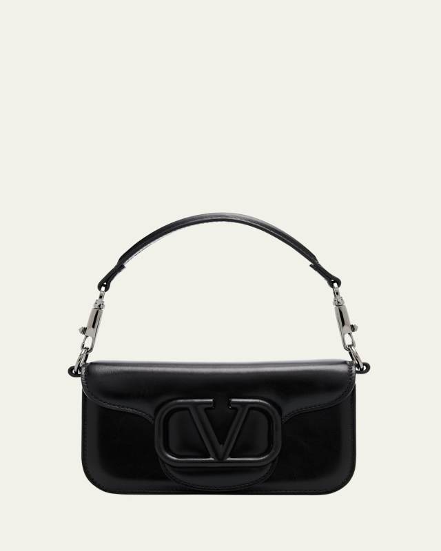 Loco Small VLOGO Glossy Leather Shoulder Bag