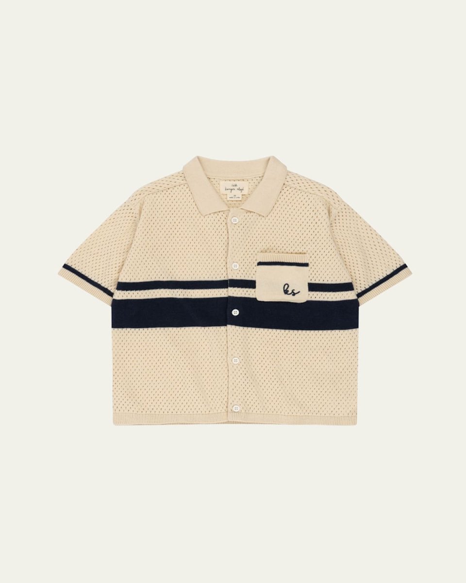 Boy's Hai Organic Cotton Knit Short-Sleeve Button-Front Shirt, Size 2-6