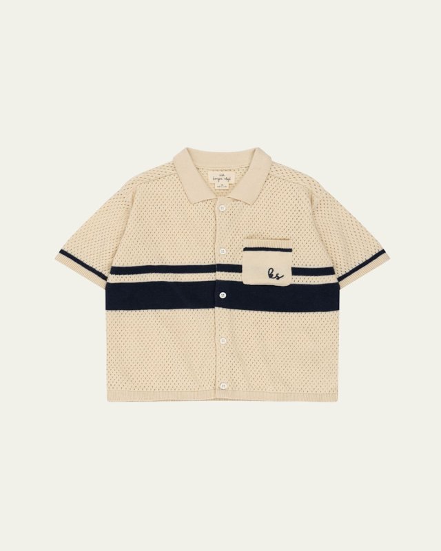 Boy's Hai Organic Cotton Knit Short-Sleeve Button-Front Shirt, Size 2-6