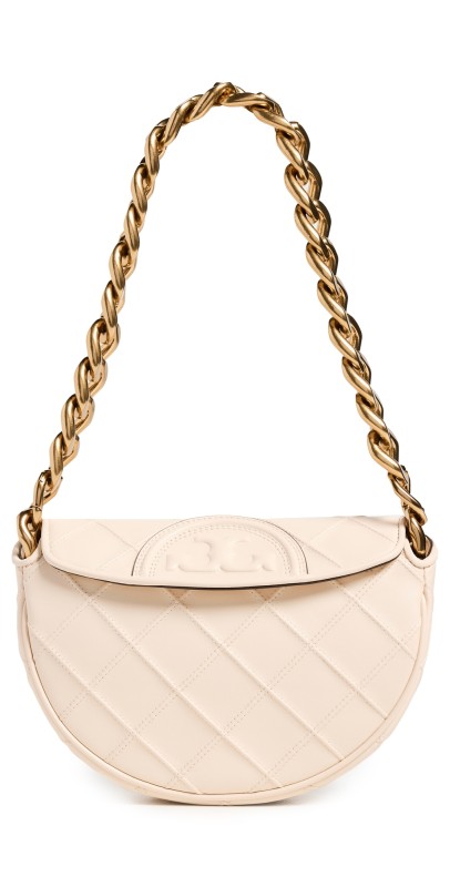 Tory Burch Fleming Soft Mini Crescent Bag New Cream