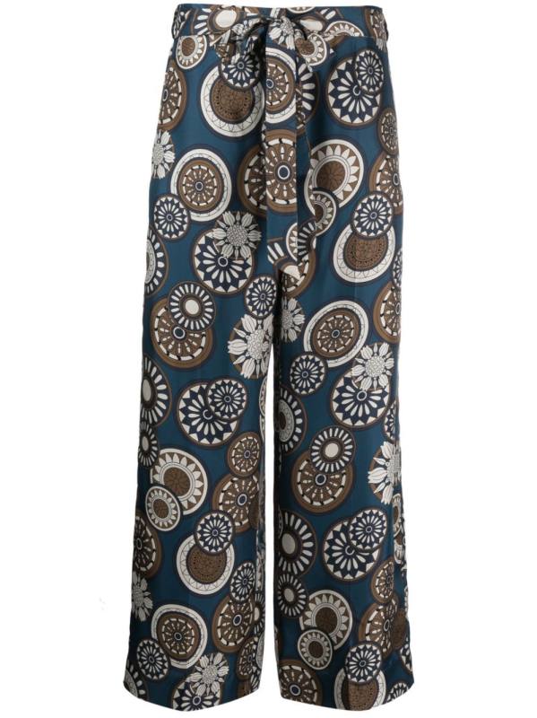 graphic-print silk palazzo pants