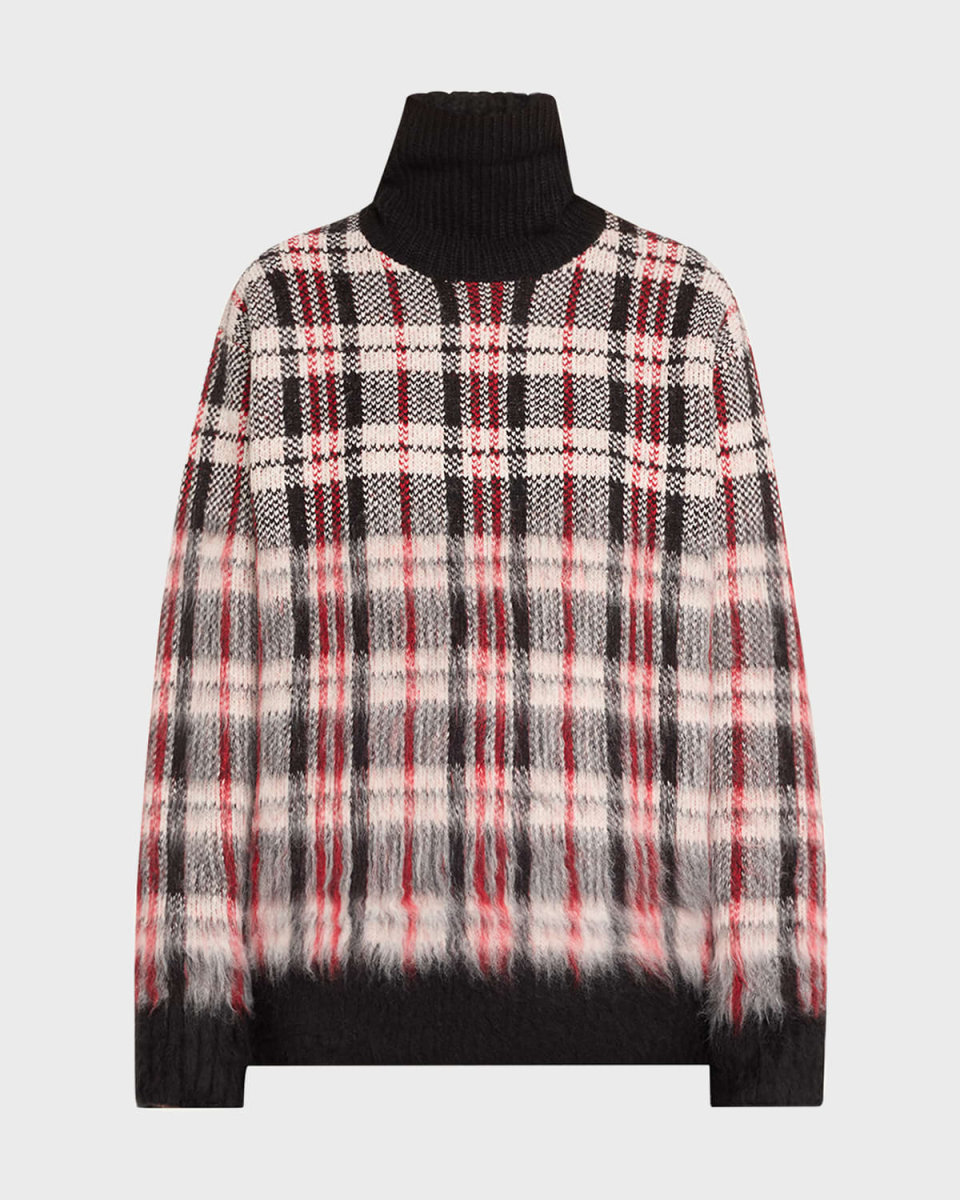 Chunky Plaid Turtleneck Sweat