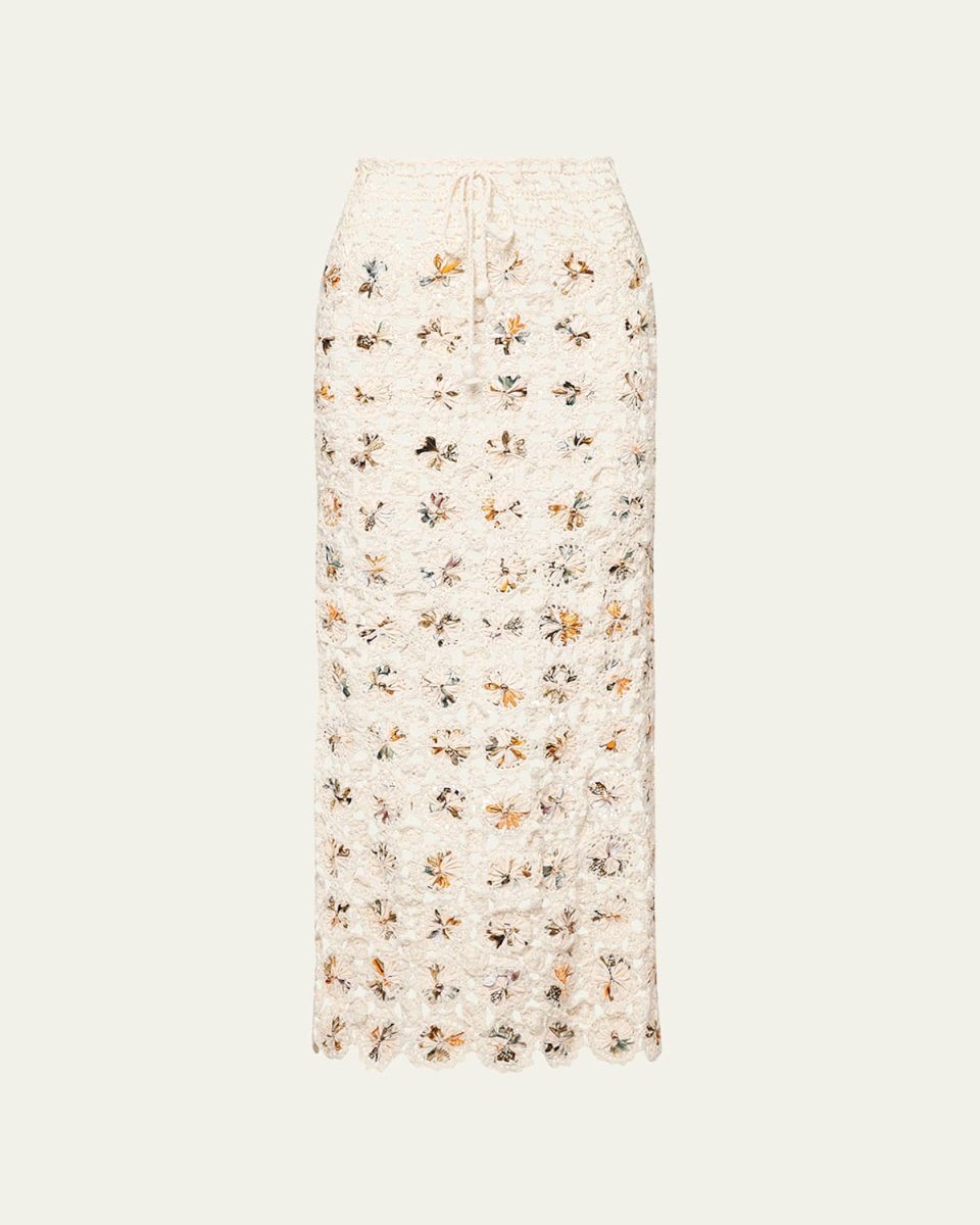 Arroyo Floral Crochet Midi Skirt