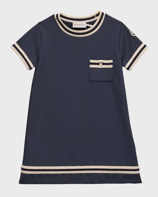 Girl's Contrast Trim Jersey Dress, Size 4-6