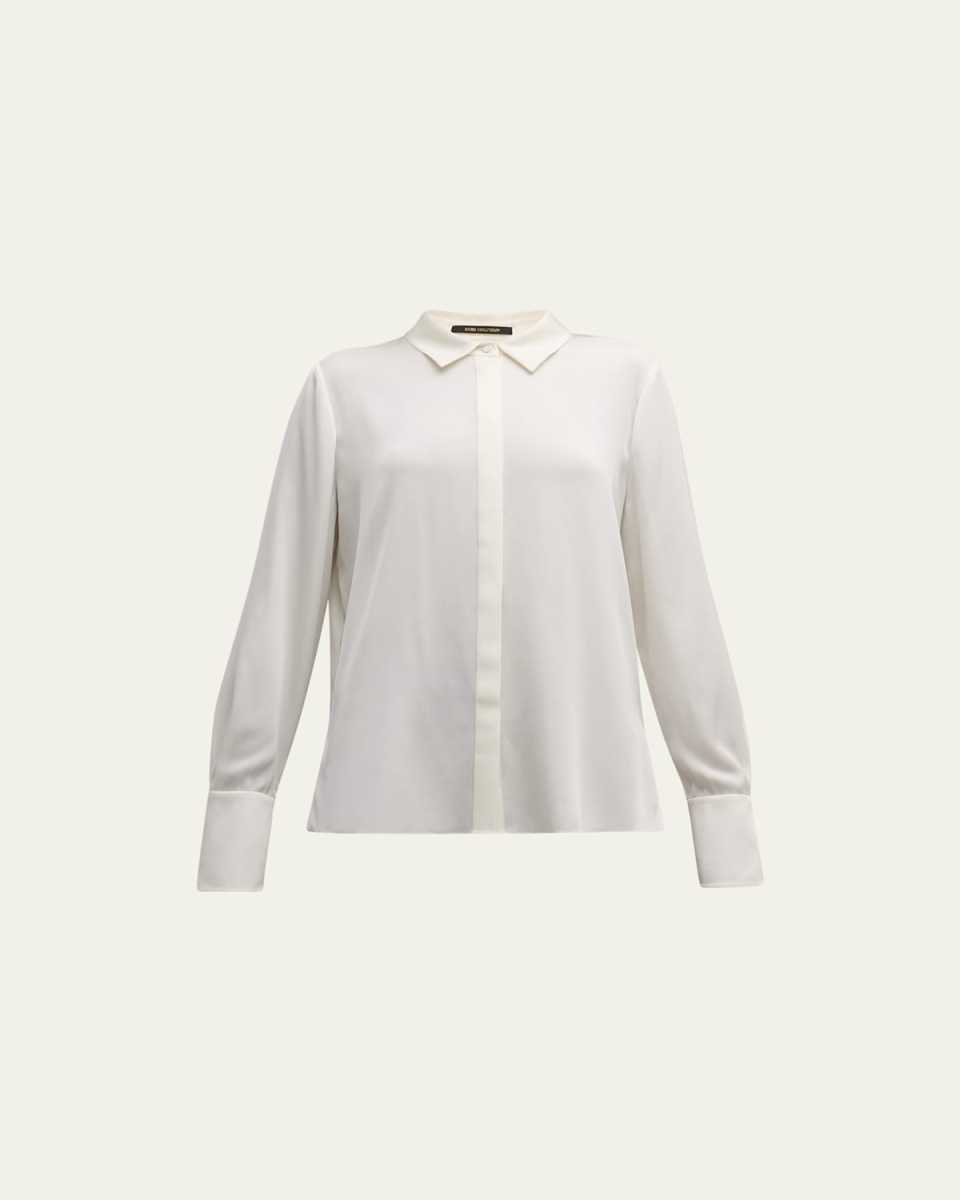 Larissa Split-Cuff Button-Down Blous