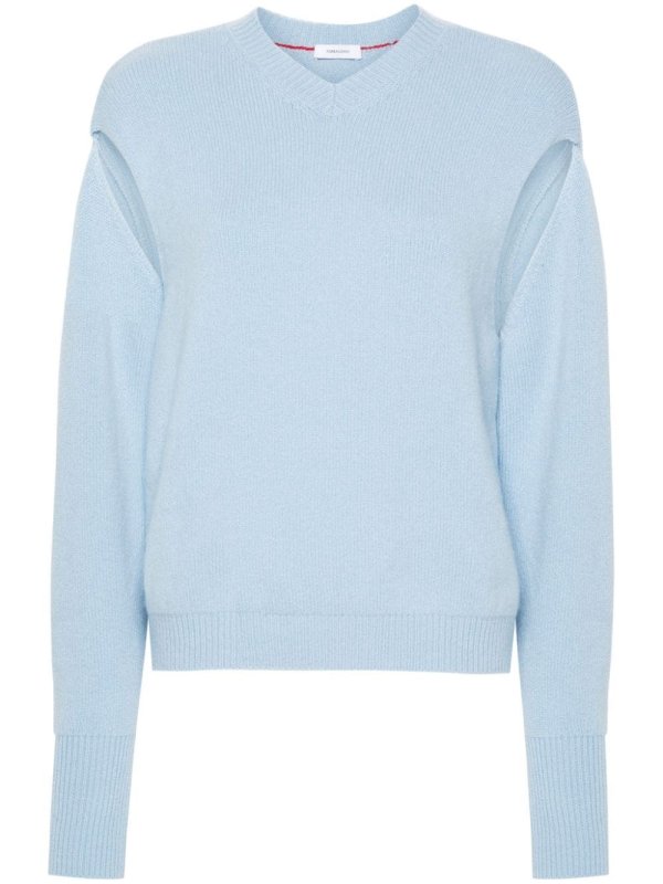 deconstructed V-neck jumper