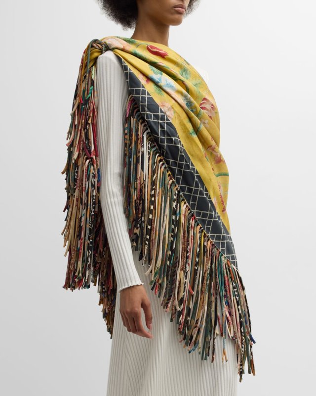 Fringe Paisley Patchwork Shawl