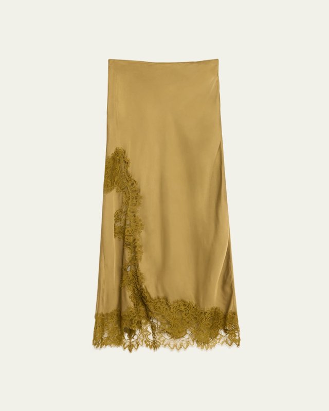 Olivia Satin and Lace Midi Skirt