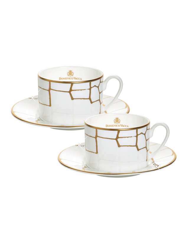 Alligator Teacup & Crystal Saucers, Set of 2