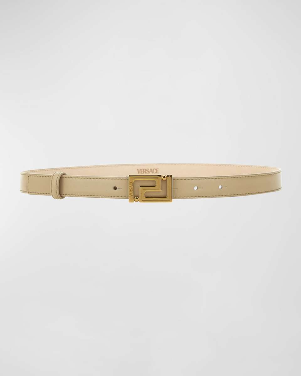 Greca Goddess Skinny Leather Belt