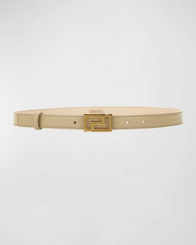 Greca Goddess Skinny Leather Belt