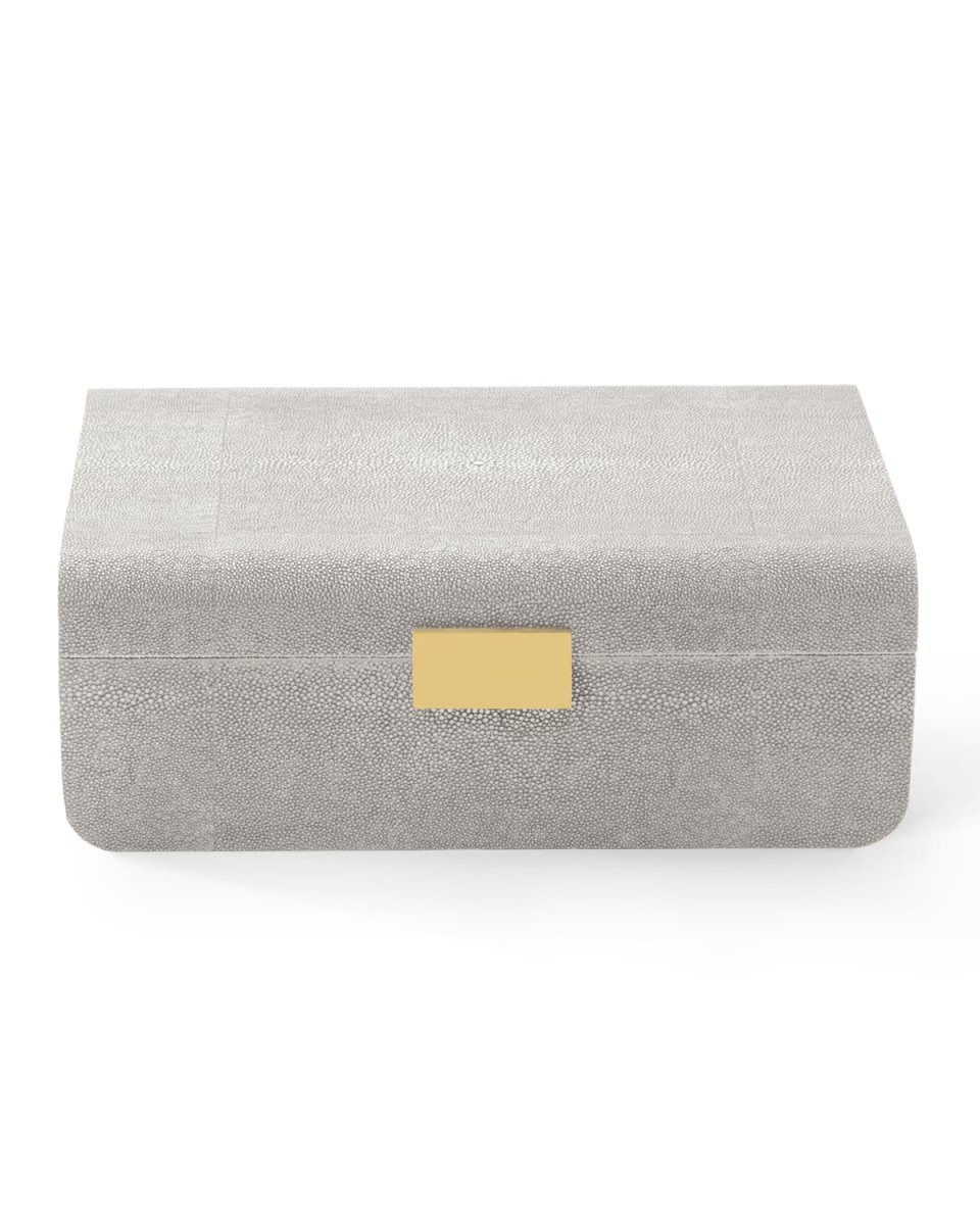 Modern Large Embossed Faux Shagreen Jewelry Box