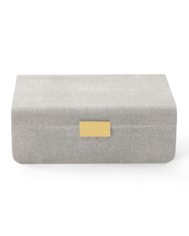 Modern Large Embossed Faux Shagreen Jewelry Box