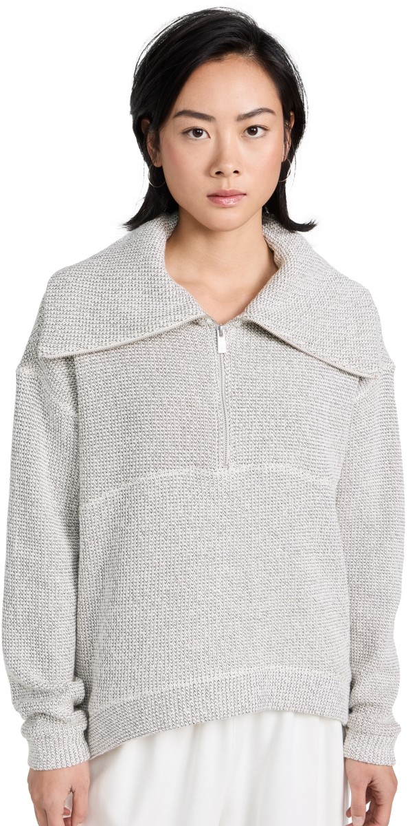 Sweaty Betty Restful Boucle Half Zip Sweatshirt Lily White