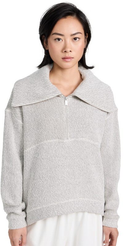 Sweaty Betty Restful Boucle Half Zip Sweatshirt Lily White