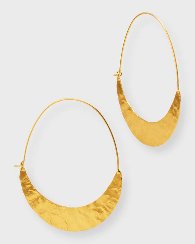 Hammered 18K Gold-Plated Wedge Hoop Earrings