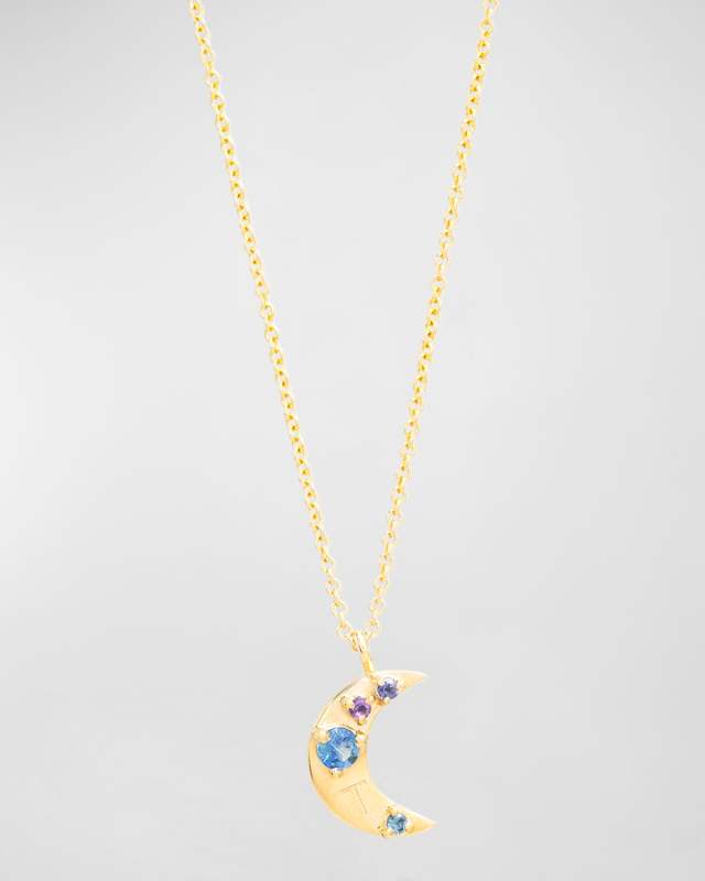 Personalized Crescent Moon Gemstone Necklace