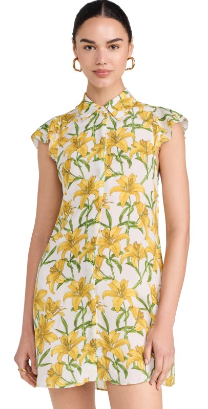 alice + olivia Jem Ruffle Sleeve Mini Shirt Dress Stargazer Multi