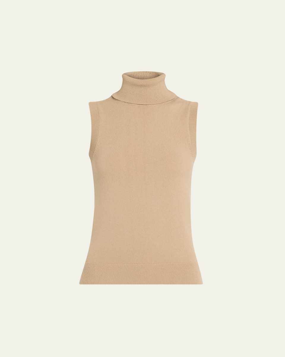 Sleeveless Cashmere Turtleneck